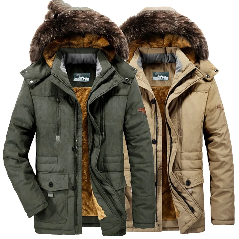 Parkas de algodón con capucha para hombre, chaqueta acolchada de invierno, abrigo militar cálido, ropa de abrigo larga y gruesa, cortavientos de