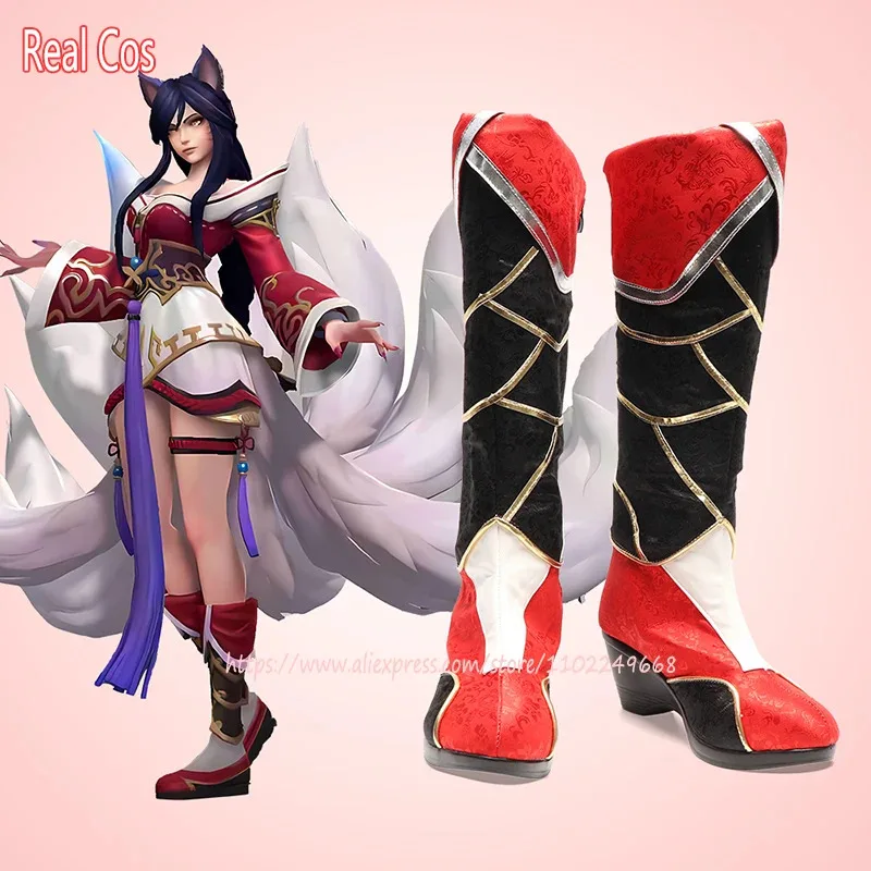 RealCos LOL el zorro de nueve colas Ahri Piel original Ver. Juego Cosplay Zapatos Botas