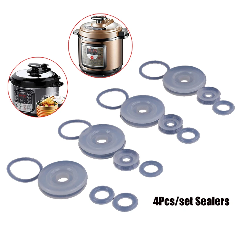 4pcs Silicone Rubber Gasket Cooker Lid Sealing Ring Electric Pressure Cooker Replacement Valve Parts Float Sealer