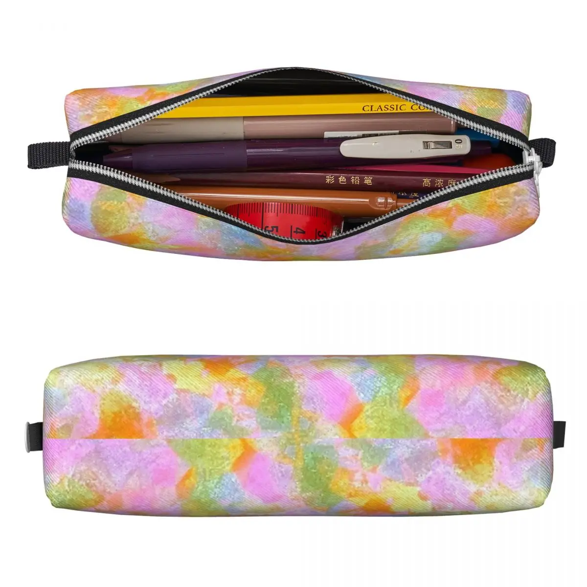 Colorful Abstract Paint Brush Effect Pencil Cases Fashion Pen Holder Bag Girls Boys Large Storage Office Cosmetic Pencilcases