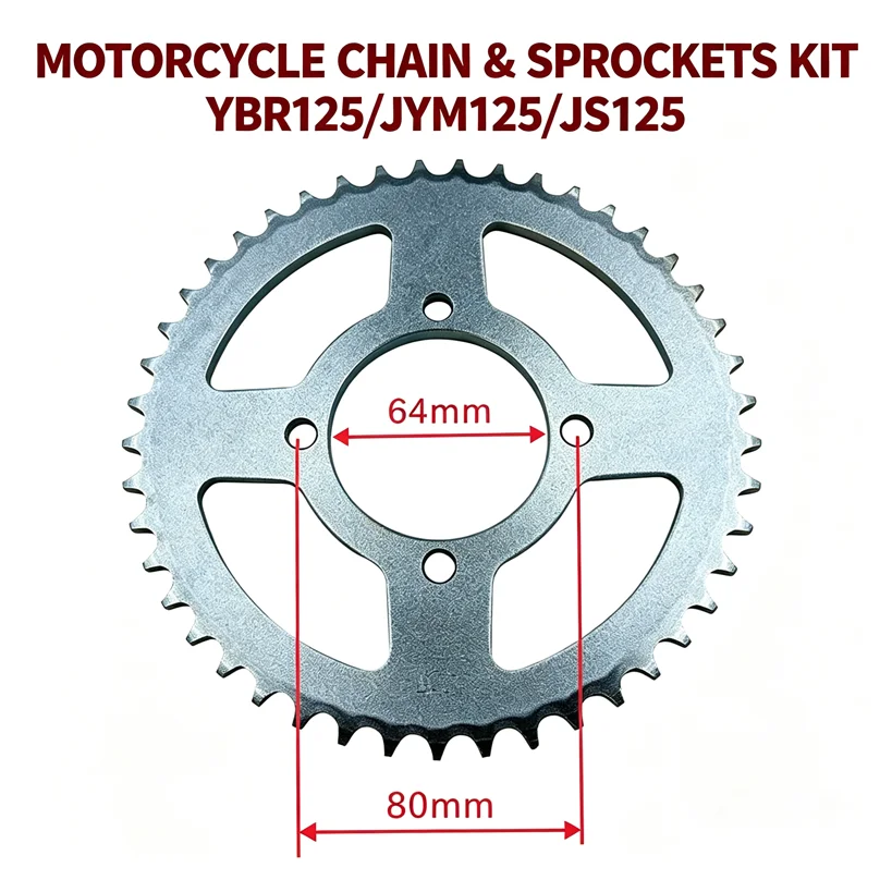 Motorcycle Chain Front Rear Sprocket for Jianshe Yamaha for Ybr125 JS125 JYM125 Yb125 Ybr125k Yb125g 2005-2025 Transmission Kit