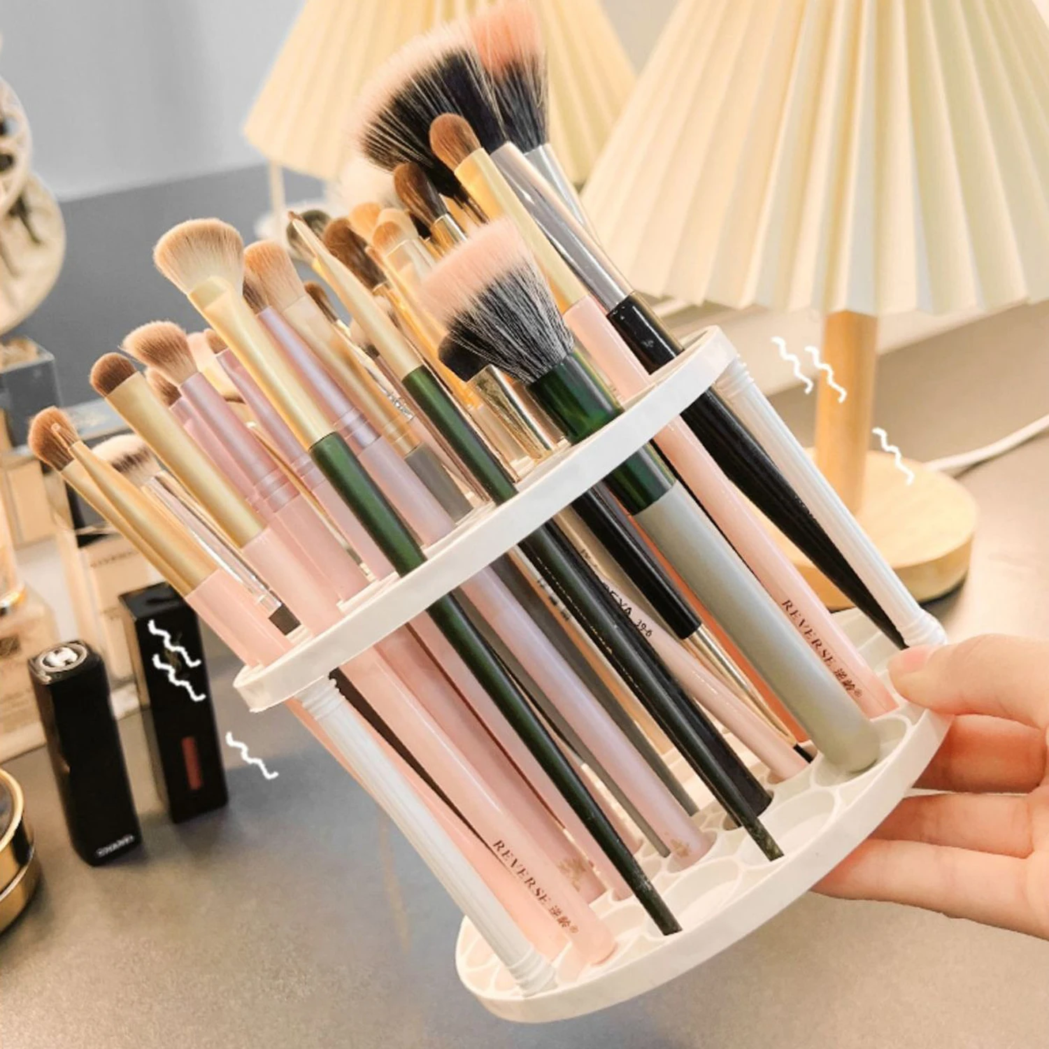 45 Holes Paintbrush Storage Rack for Art Brushes Pens Makeup Tools Desktop Pens Pot Cosmetics Brush Holder Painting Supplies