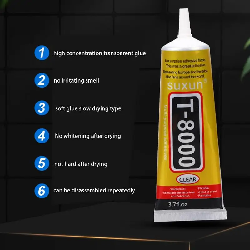 15ML 50ML 110ML T8000 Black Contact DIY Glue Repair Adhesive With Precision Applicator Tip