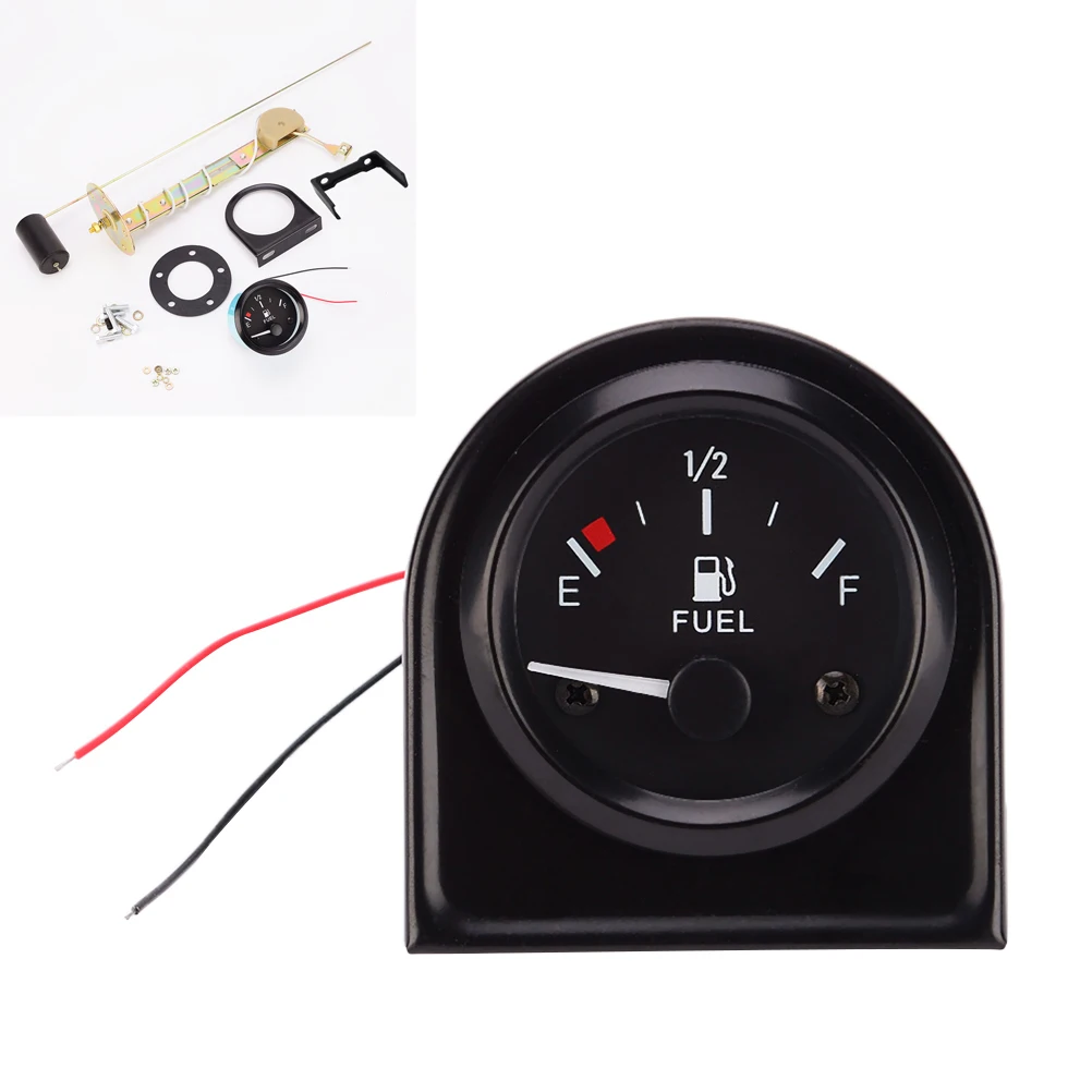 

Universal 12V Fuel Level Gauge 52Mm Led E-1/2- Level Meter For Boat Marine Automobile Fuel Tank Sensor Display Black