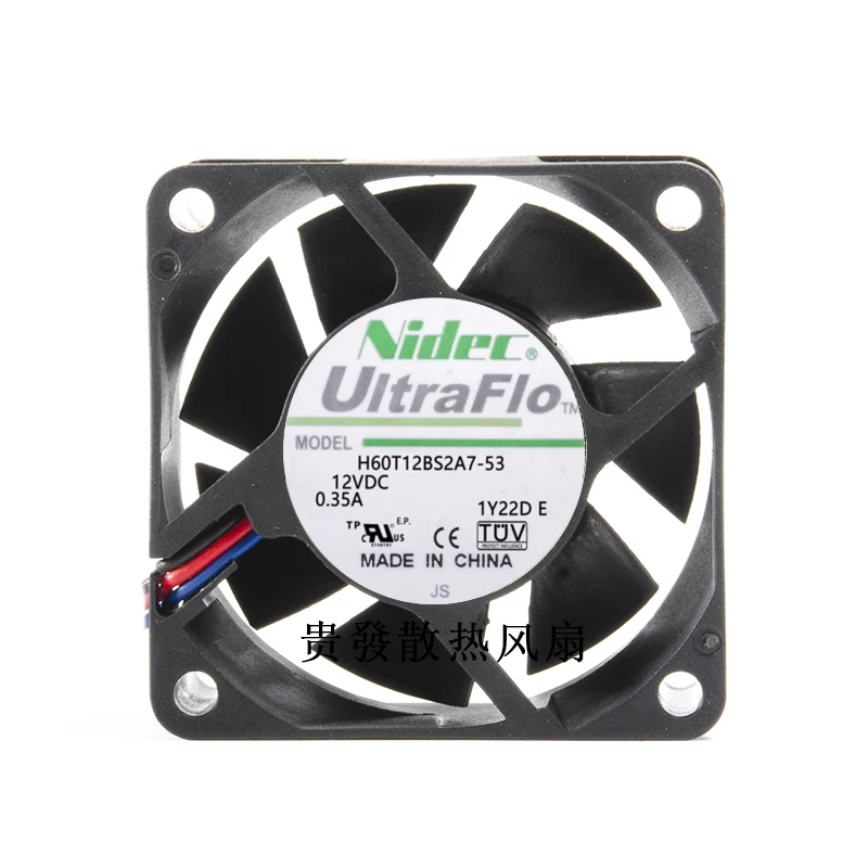 Nidec H60T12BS2A7-53 DC 12V 0.35A 60x60x25mm 3-Wire Server Cooling Fan