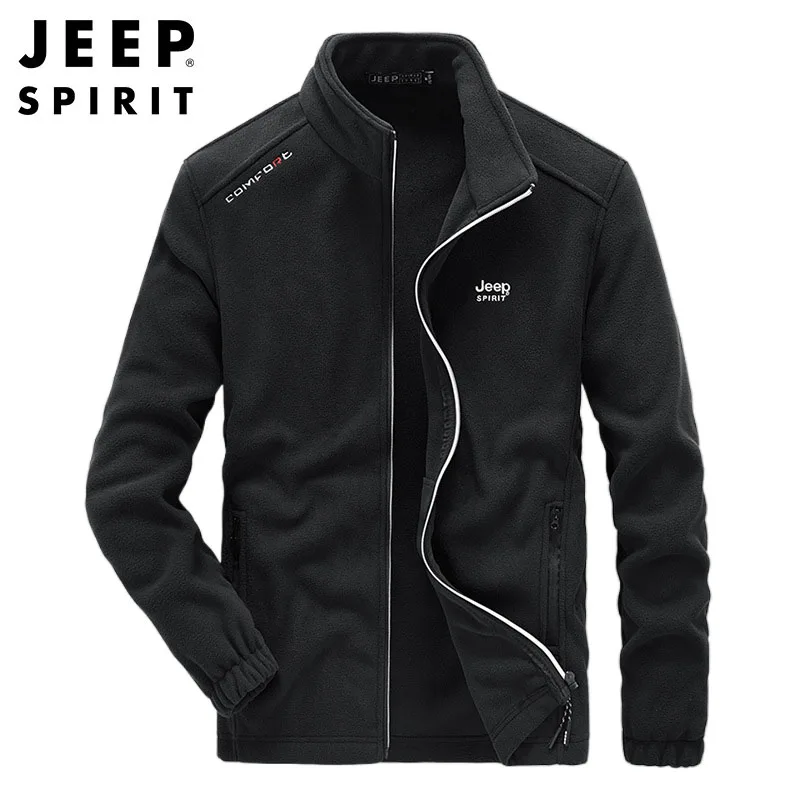 JEEP SPIRIT men outdoor jacket fleece jacket thickened autumn and winter sports windproof fleece liner cardigan clothes