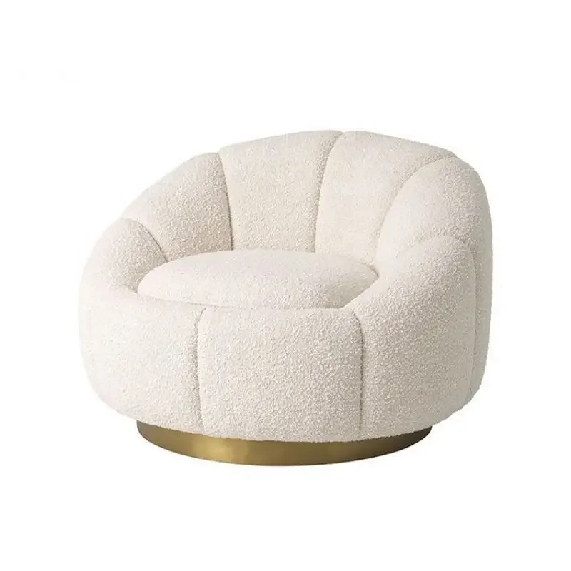 Modern Simple Nordic Living Room Wool Circle Lazy Pumpkin Armchair Luxury Single Seat Sofa Rotating Leisure Chair