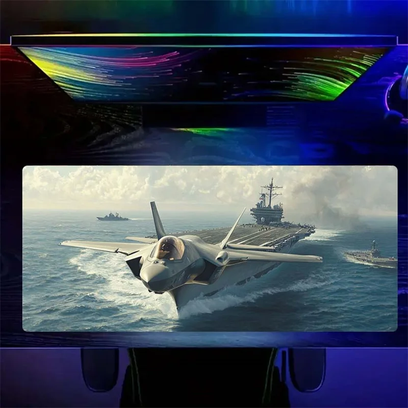 

F-35 Fighter Jet Aircraft Carrier Launch Large Gaming Mouse Pad Durable Rubber Desk Mat for Office Home