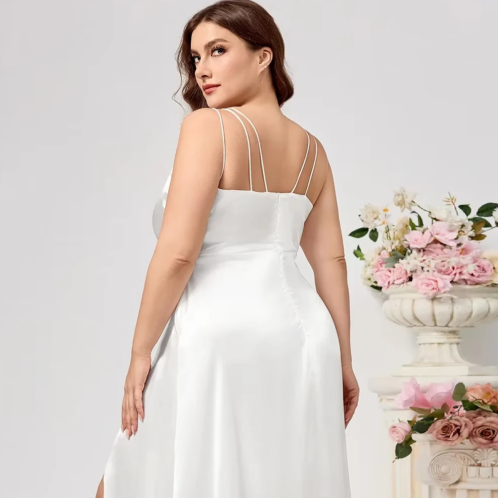 Customized Plus Size Dress Evening Split Hot Sale Lightweight Wedding Dress Glowing Evening Polyester Fiber Solid Bridal Gown