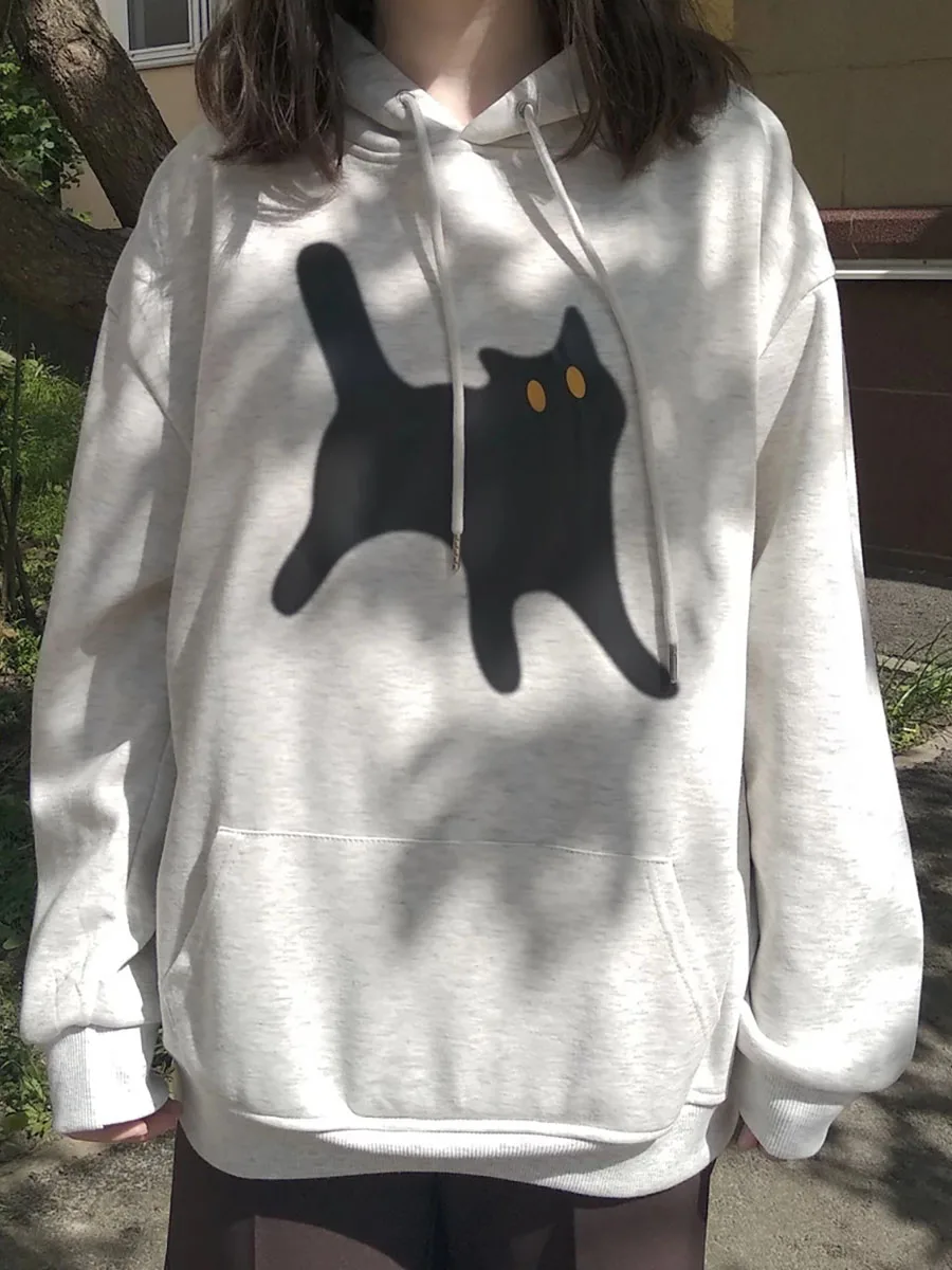 

Women's Cute Hoody Over Printed Cat Y2K With Hood Oversized U2K Hoodies Sweatshirt Loose Y2k Cat Printed Cute Streetwear Hoodies