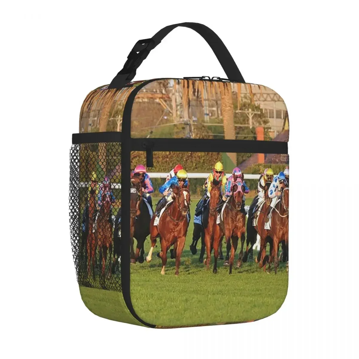 Horse Racing Action Lunch Bags Insulated Lunch Tote Waterproof Thermal Bag Leakproof Picnic Bags for Woman Work Kids School