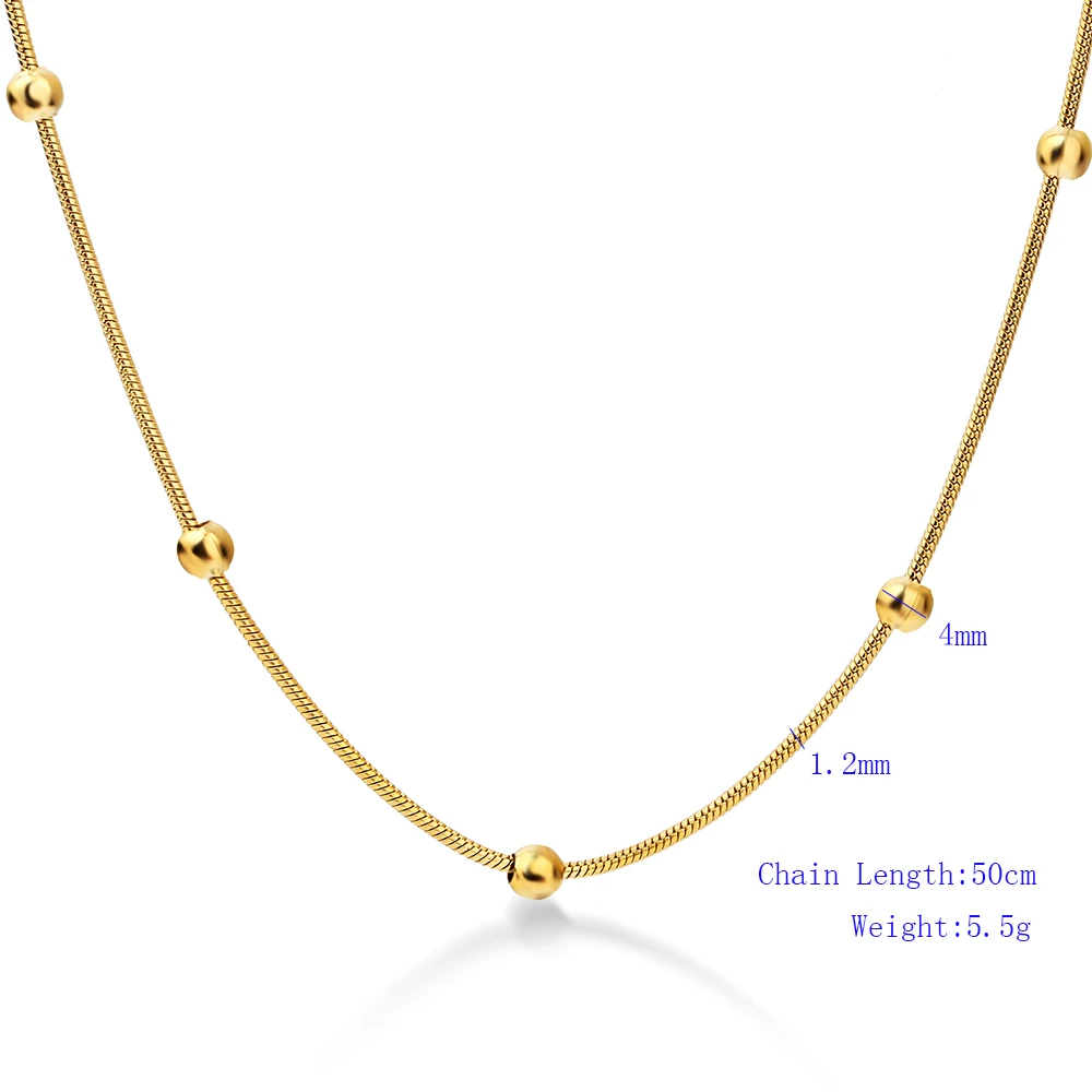 NIBA 316L Edelstahl Gold-farbe Runde Kugel Anhänger Halskette Link Kette Halskette Mode Schmuck Für Frauen oder Männer – Detail 3