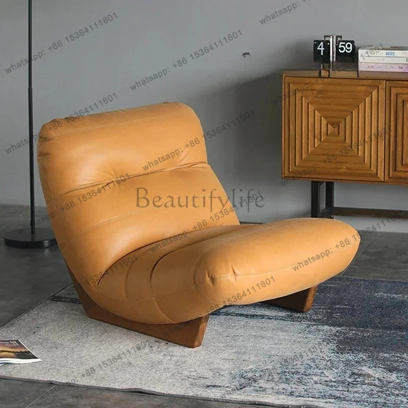 

bedroom lazy sofa Nordic Italian leather sofa home decor Medieval style household single sofa living room