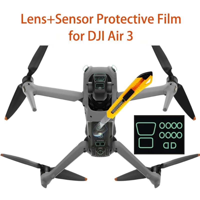 For DJI AIR 3 Protective Film Drone Gimbal Camera Lens Tempered Glass Film Sensor Scratch-resistant Dustproof Guard Accessories