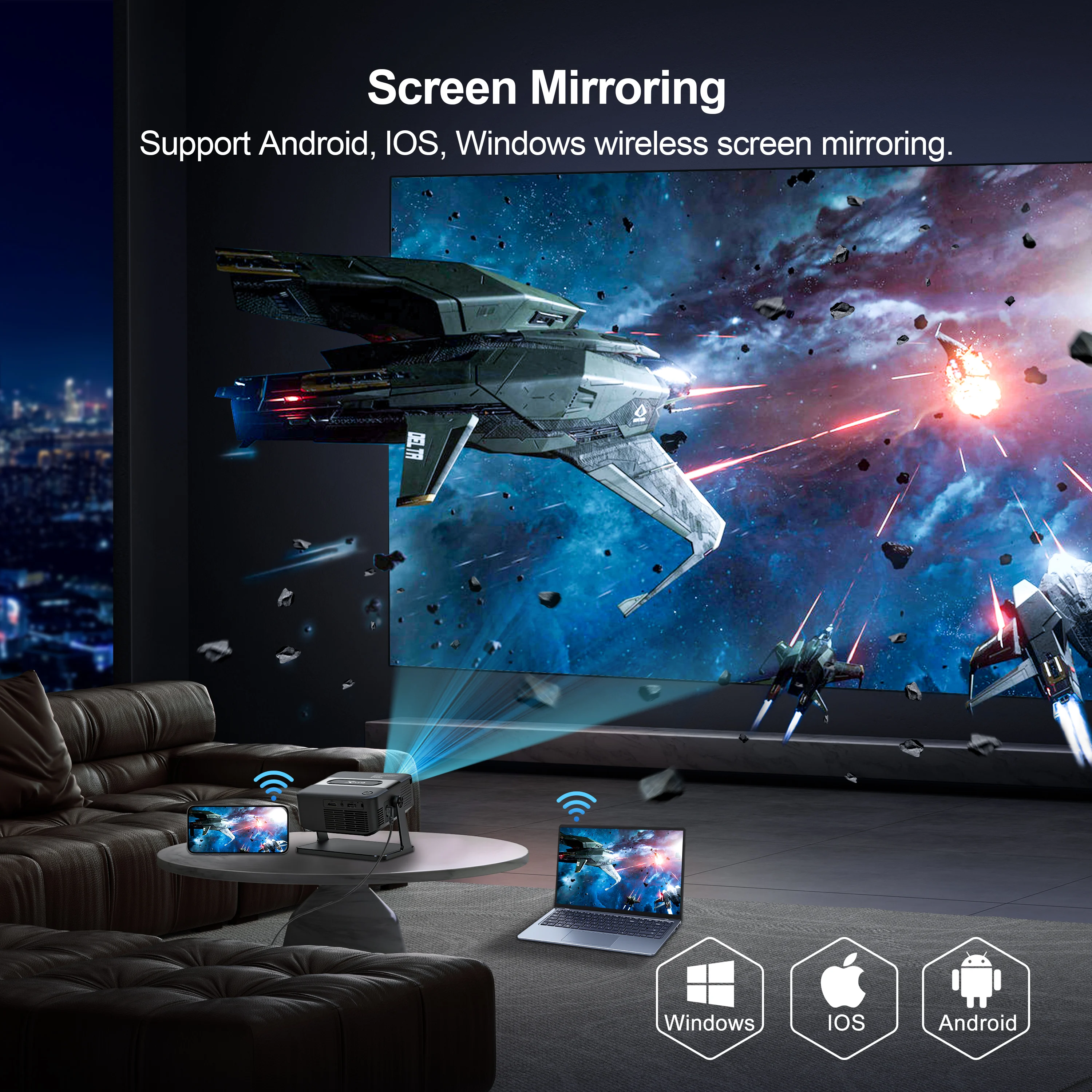 سالانج HA109 جهاز عرض صغير Android11 WiFi6 BT5.0 280 ANSI 720P مرآة التطبيق المدمج الهاتف الذكي للسينما المنزلية فيديو 1080P 4K