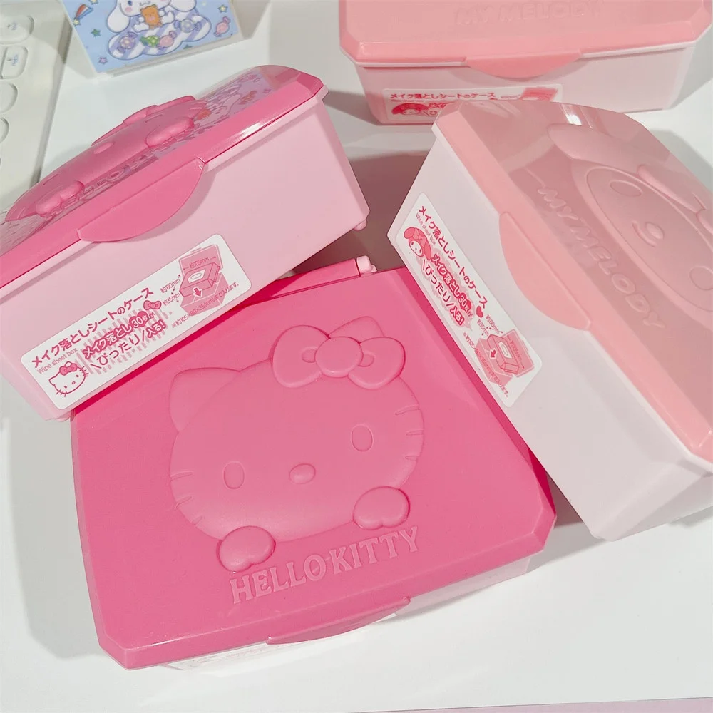 Genuine Sanrio Hello Kitty Melody Storage Box Cartoon Kt Cat Flip Cover Cotton Swabs Hair Clip Band-Aid Stationery Organize Gift view 3