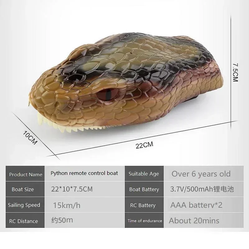 2.4G RC Boot Afstandsbediening Slang Boten Elektrische Simulatie Python Boot Speelgoed 2 In 1 Speelgoed voor Jongens Geschenken Nieuwigheid Gag Prank Speelgoed