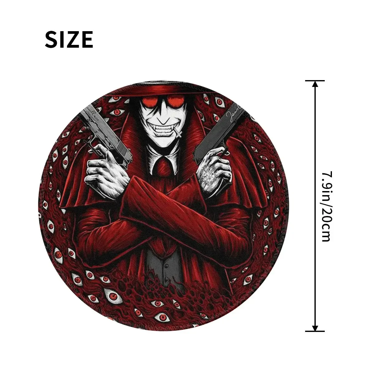Alucard Hellsing Manga Round Mouse Pad Computer Keyboard Mouse Mat Gaming Laptop Desk Mat Office Accessories Table Mats