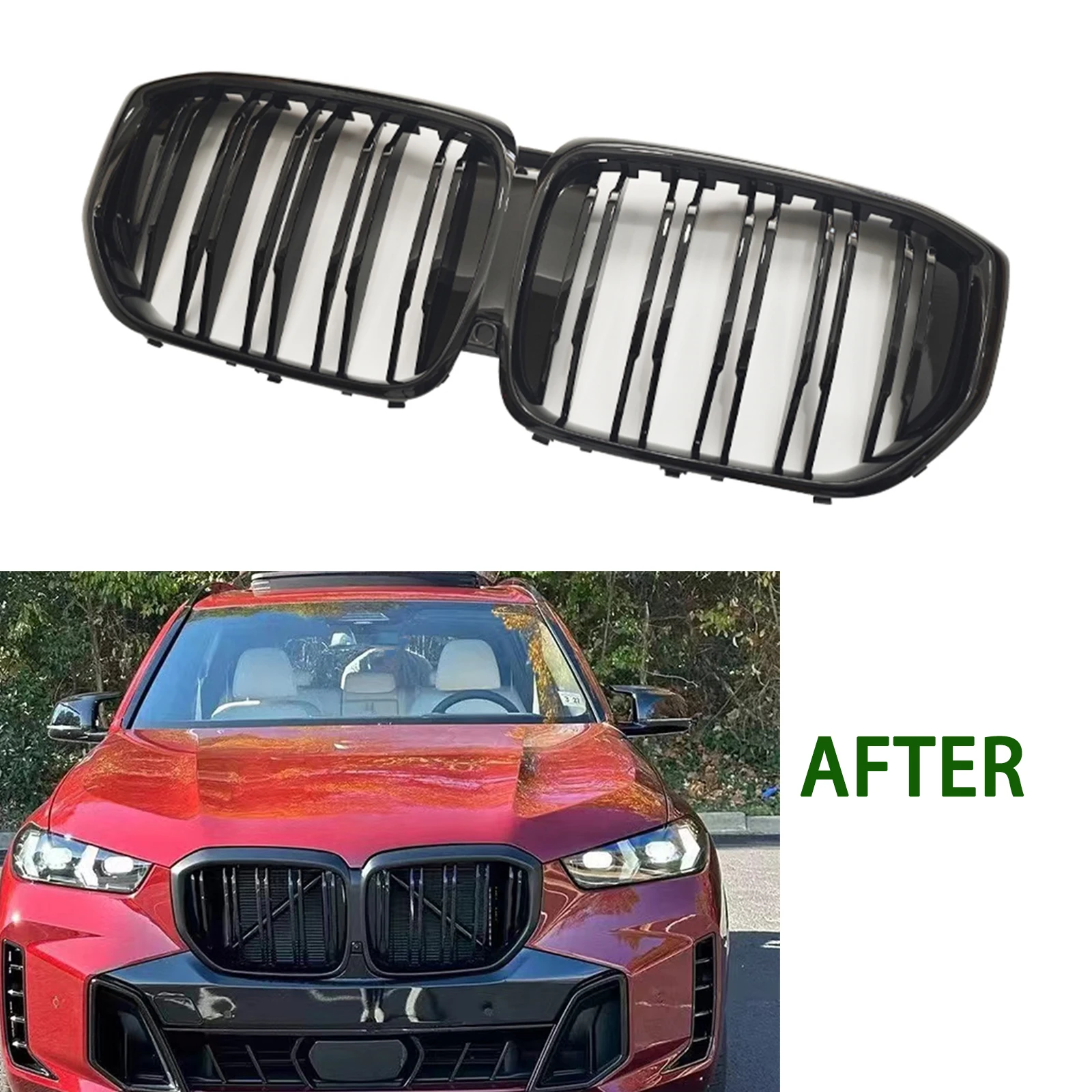 

Modified Front Grille Racing Grill Black Upper Bumper Hood Mesh Grid For BMW G05 LCI X5 2023-2024