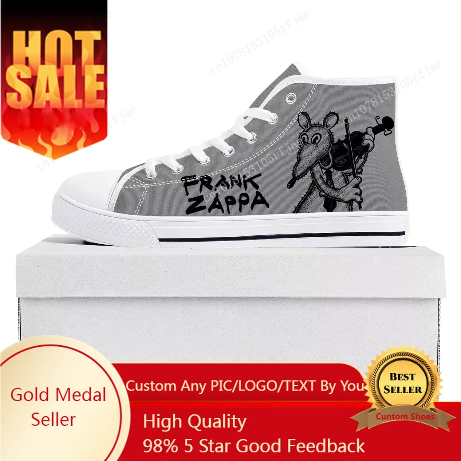 Frank Zappa Rock Musician Pop High Top High Quality Sneakers Mens Womens Teenager Canvas Sneaker Casual Couple Shoes Custom Shoe