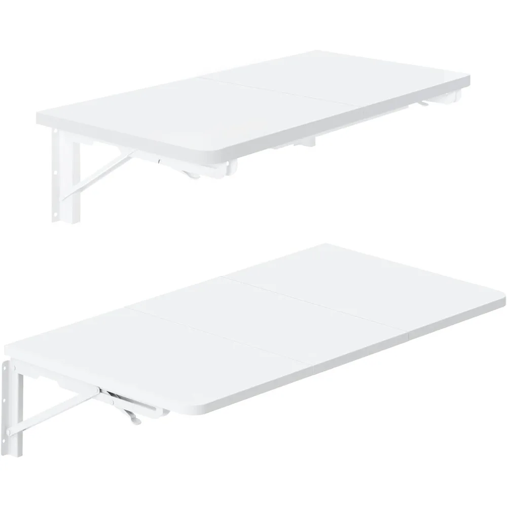 

Wall Mounted Desk, White Folding Table for Small Spaces, Wall Floating Desk with Heavy Duty Brackets