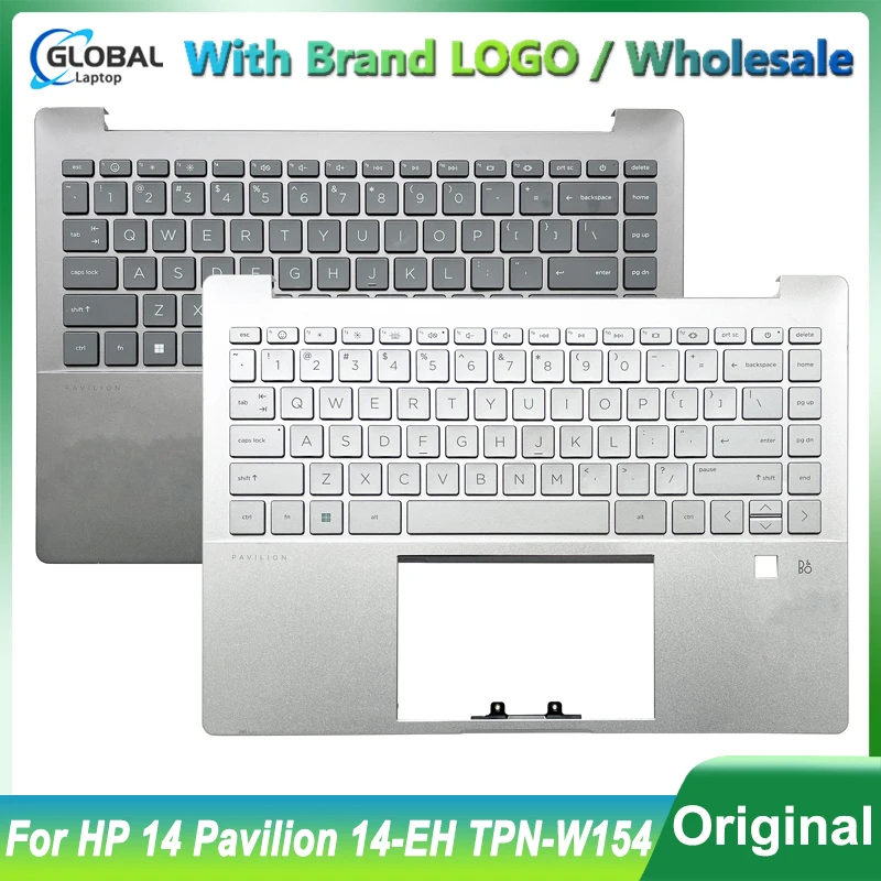 

Original New US Keyboard For HP 14 Pavilion 14-EH TPN-W154 Laptop Palmrest Upper Cover Backlit Top Case Silver Gray N10393-001