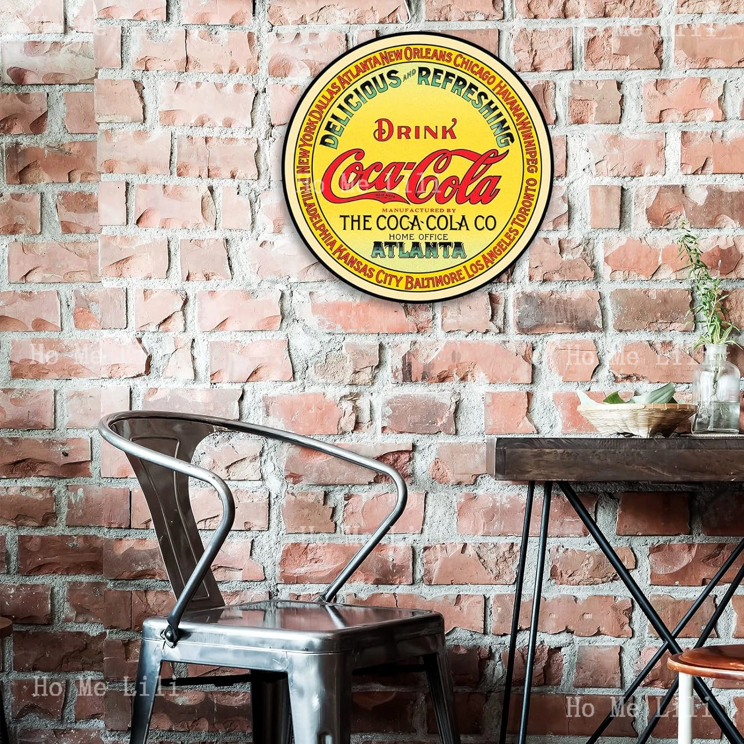 Cola Round Keg Label Metal Sign Nostalgic Vintage Wall Decor