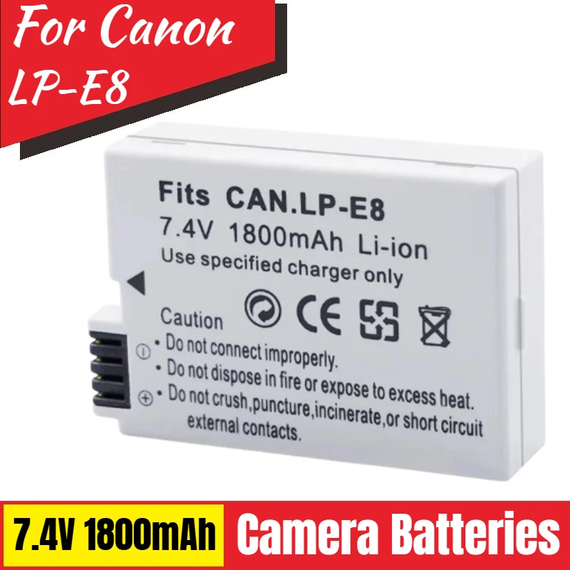 

New Replacement Camera Battery 7.4V 1800mAh LP-E8 for Canon EOS 550D 700D 600D 650D Rebel T2i T3i T4i T5i Digital X7i X6i X5 X4