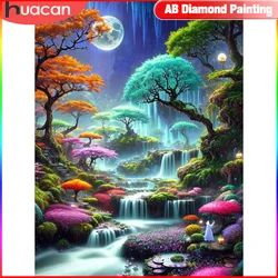 HUACAN Diamond Painting Complete Kit Night Landscape Full Square Round Mosaic Waterfalls 5D Home Decor