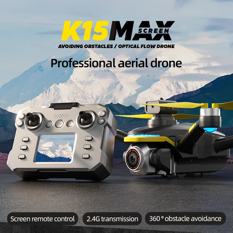 

2025 New K15MAX Brushless Optical Flow Screen Control Four sided Obstacle Avoidance Electric Adjustable Lens mini drone met came