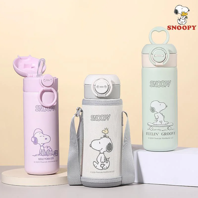 New Snoopy Cartoon Cute Children's Straw Insulated Cup 316 Food Grade Stainless Steel Portable Cup for Students' School Use