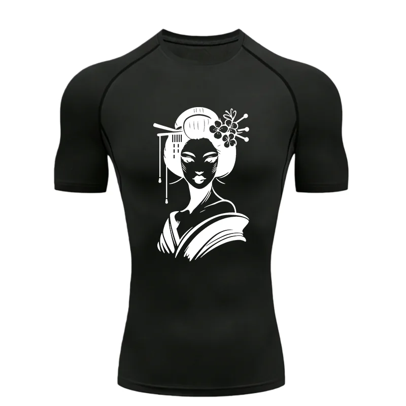 

Geisha Women Pattern 2026 Men's Sports T - shirt Training Fitness Compression Short Sleeve Rashguard For Men Workout T - Shirt
