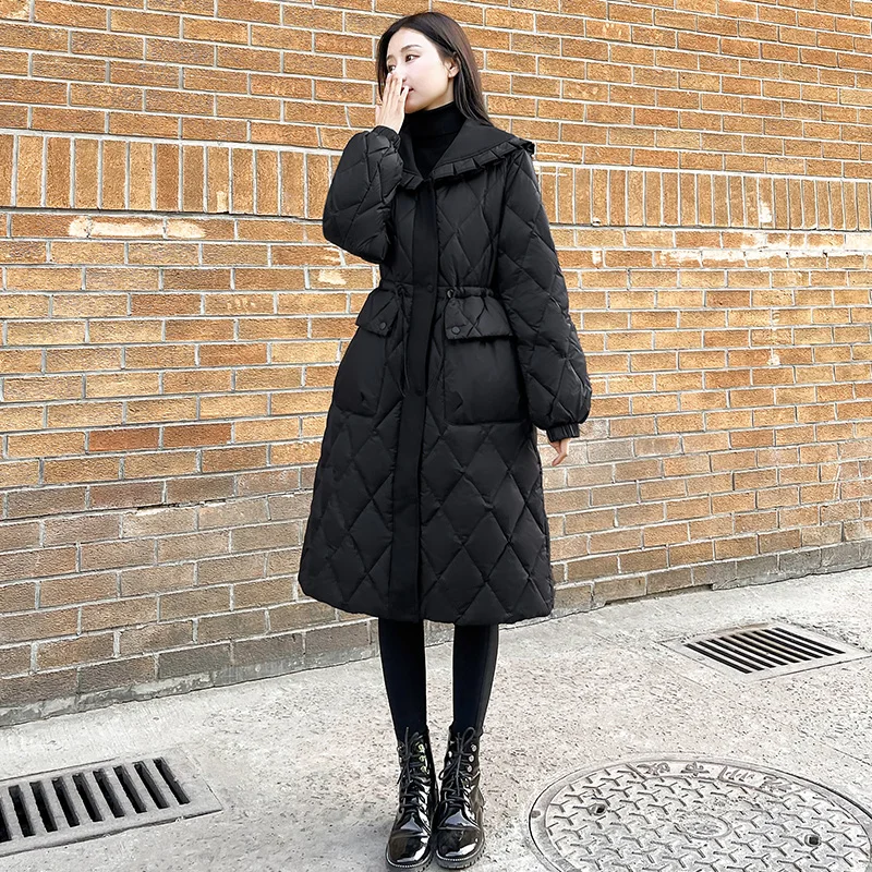 

Winter New Fashion Women Down Coat Thickened Mid Length 90% White Duck Down Warm Coat Women High End Women Snow Wear Overcoat