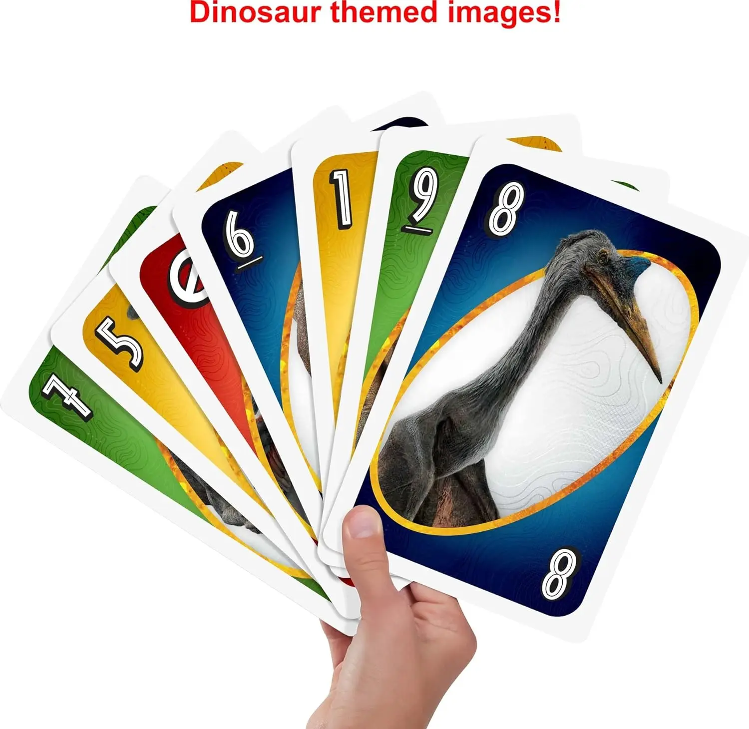 Mattel Games Large UNO Jurassic World Dominance Card Game, suitable for children and gaming nights, with oversized cards and cus