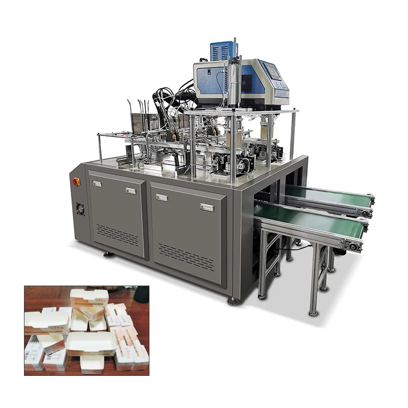 China Supplier Automatic Paper Food Container Machine PE Coated Lunch Box Hamburger Box Carton Erecting Making Equipment