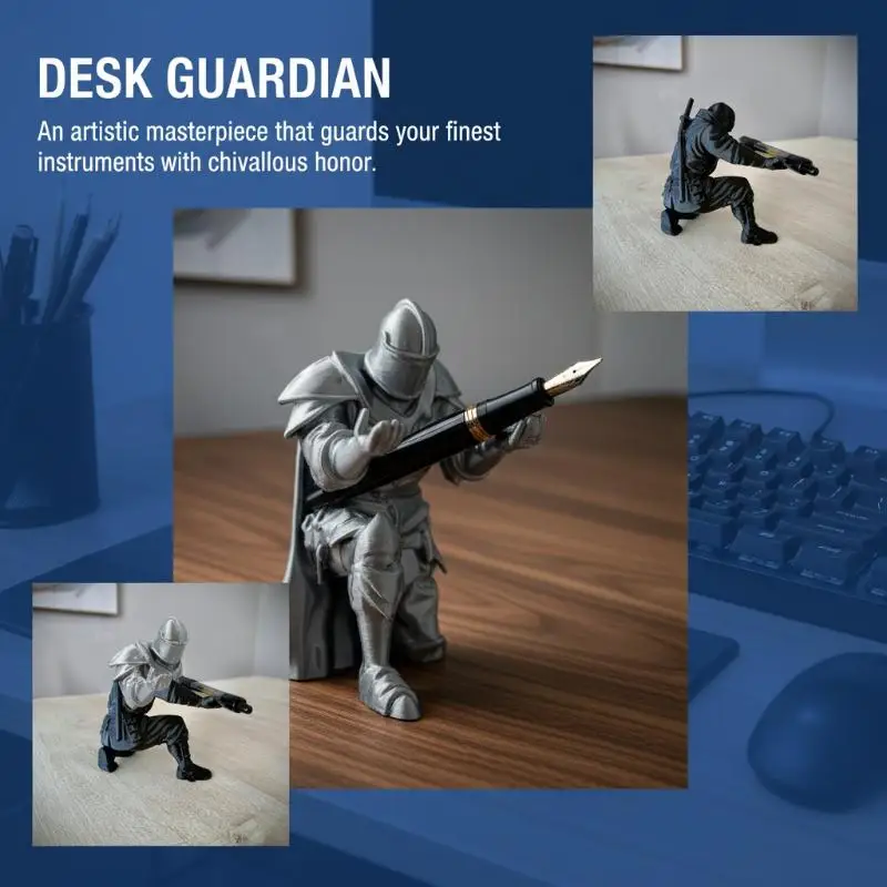 Knight Pen Holder Resin Medieval Armor Desk Organizer Art Supplies For Office Home Decor Arte Pinceles Para Pintar Storage Stand view 3