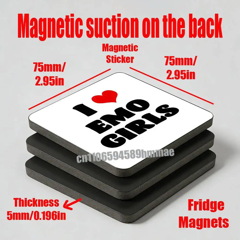 For I Love Emo Boys Girls Fridge Magnets Freezer Metal Cabinet Custom Refrigerator Magnetic Card Case
