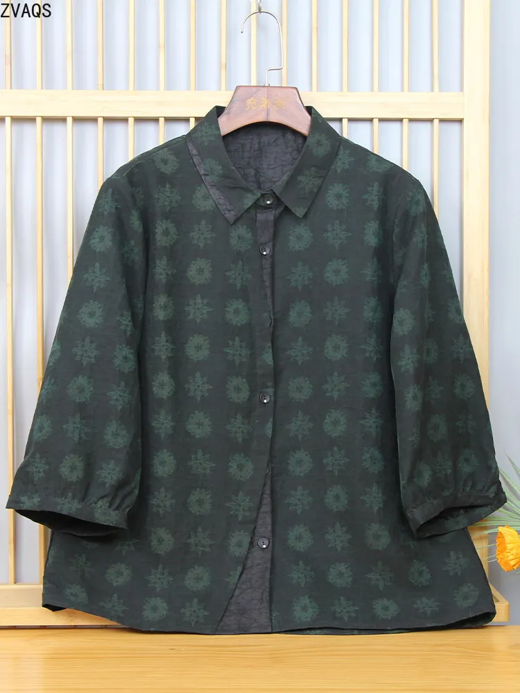 ZVAQS 100% Mulberry Silk Woman Clothes 2026 Xiangyunsha Mulberry Silk Shirt Plus Size Blouse Elegant Mom Wear for Women고퀄 티셔츠