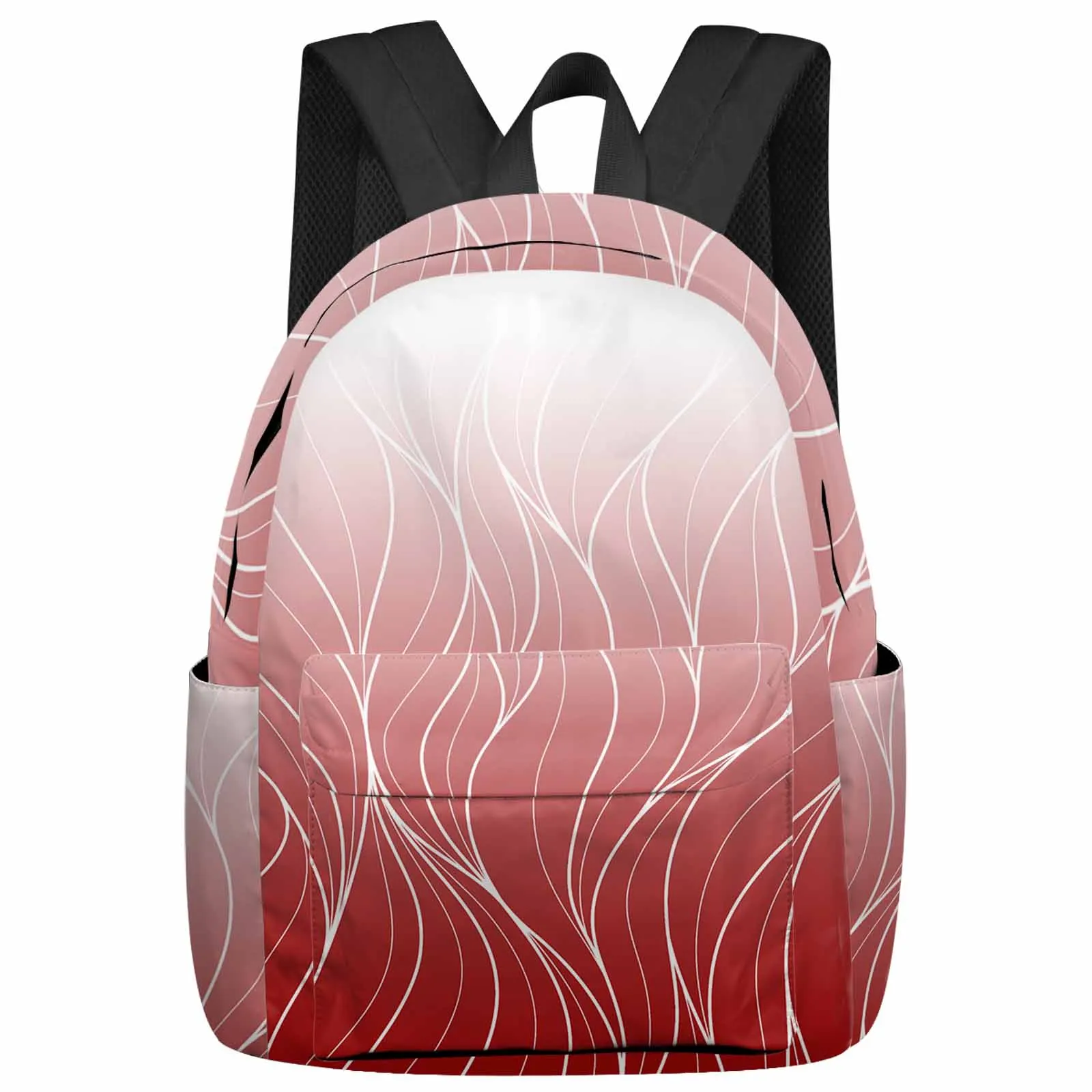 

Red Gradient Line Texture Backpacks Teenagers Student School Bags Laptop Custom Backpack Men Women Travel