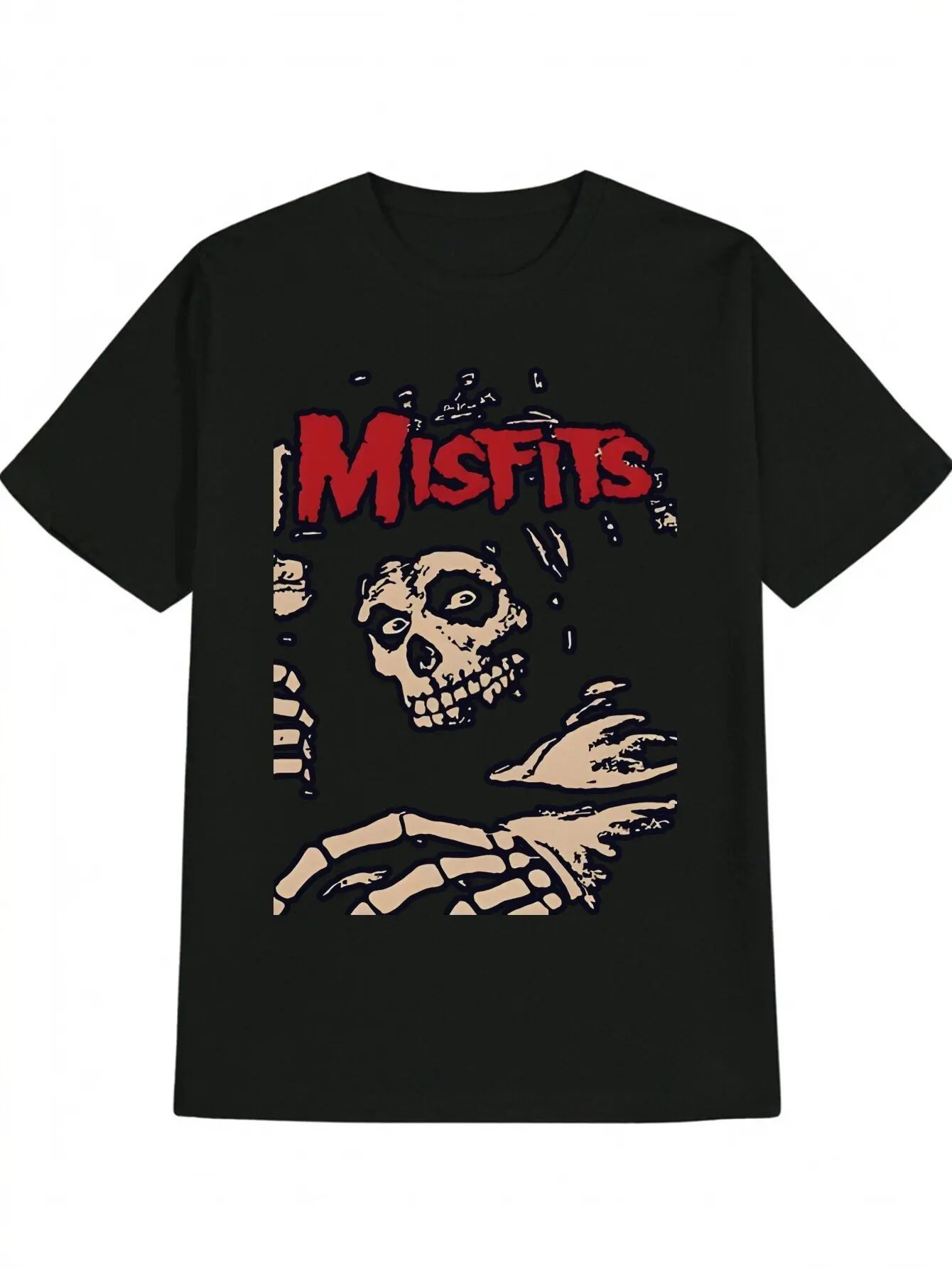 

Мужская винтажная футболка с рисунком Misfits, повседневная футболка с круглым вырезом, 100% полиэстер, трикотажная ткань, легкая эластичная летняя футболка с коротким рукавом