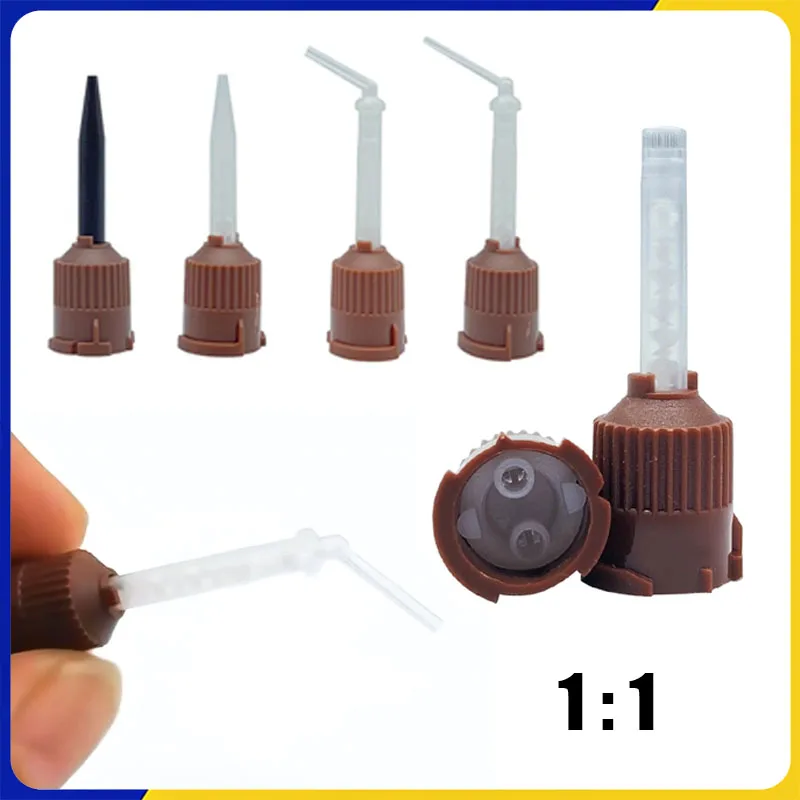 

Стоматологическая смесительная головка для двухкомпонентной смесительной трубки 1:1, силиконовая резиновая транспортировочная смесительная головка, коричневый одноразовый оттискный материал