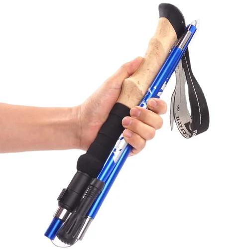 Bastones de Trekking ultraligeros de 5 secciones de fibra de carbono, bastón para caminar, correr, senderismo, Alpenstock, plegable, 135cm