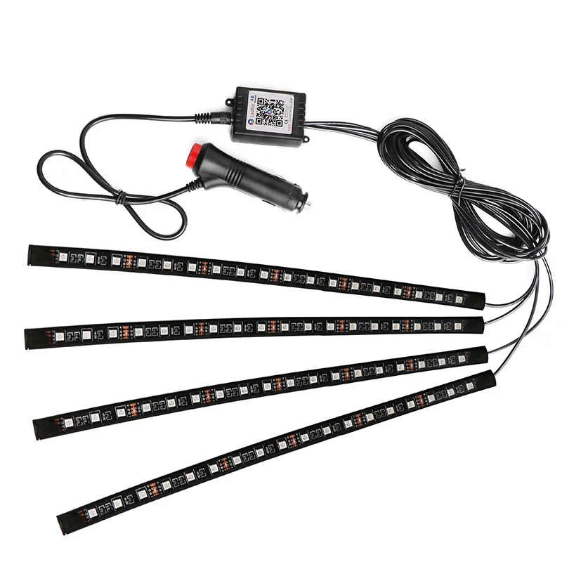 72 LED Strip Car Foot Ambient Light Backlight RGB Auto Interior Atmosphere Decorative Lamp Accessories Assembly App Control 12V