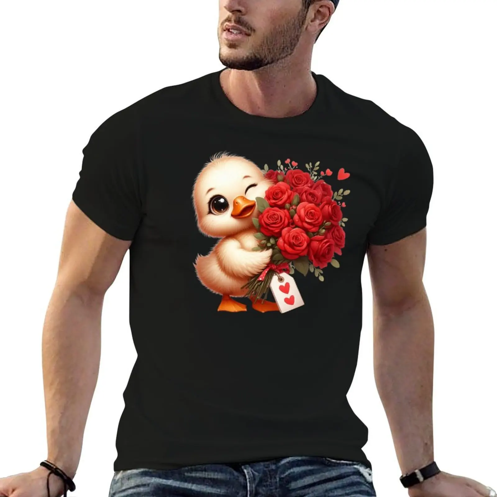 Cute Chick expressing love! T-Shirt plus size tops valentines clothes Men's t shirts