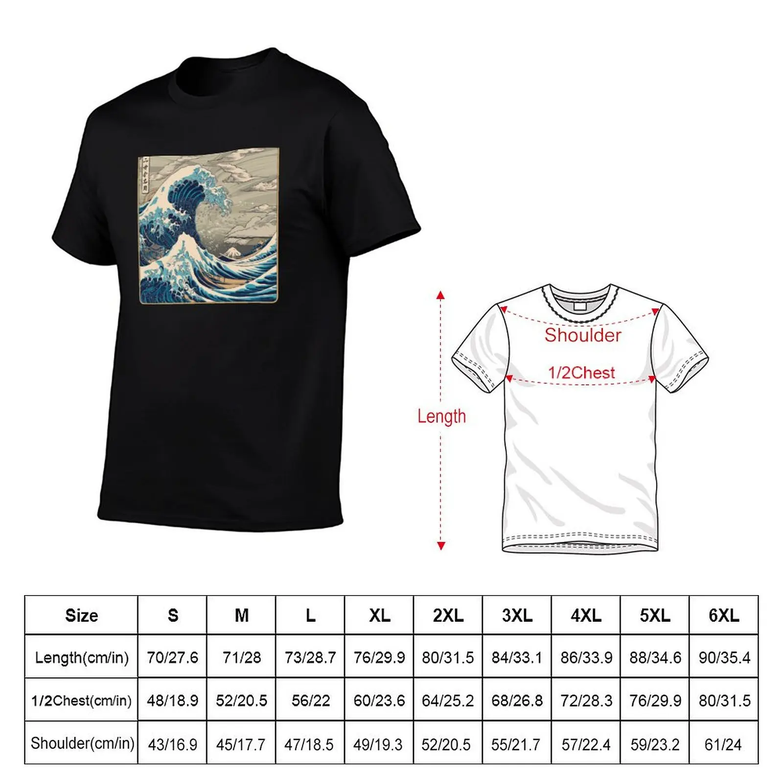 Great Wave Off Kanagawa T-Shirt man clothes vintage t shirts Short sleeve tee men