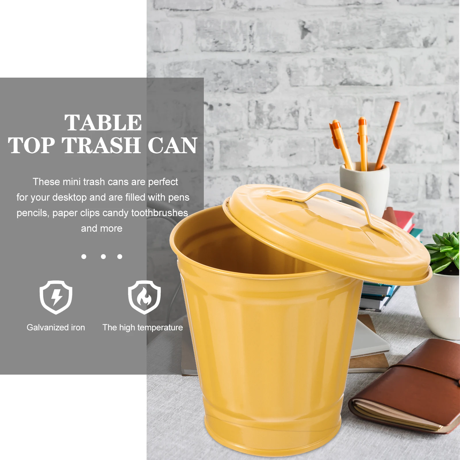 

2 Pcs Robot Portable Storage Bucket Office Trash Can Slim Recycle Bin Galvanized Iron Garbage