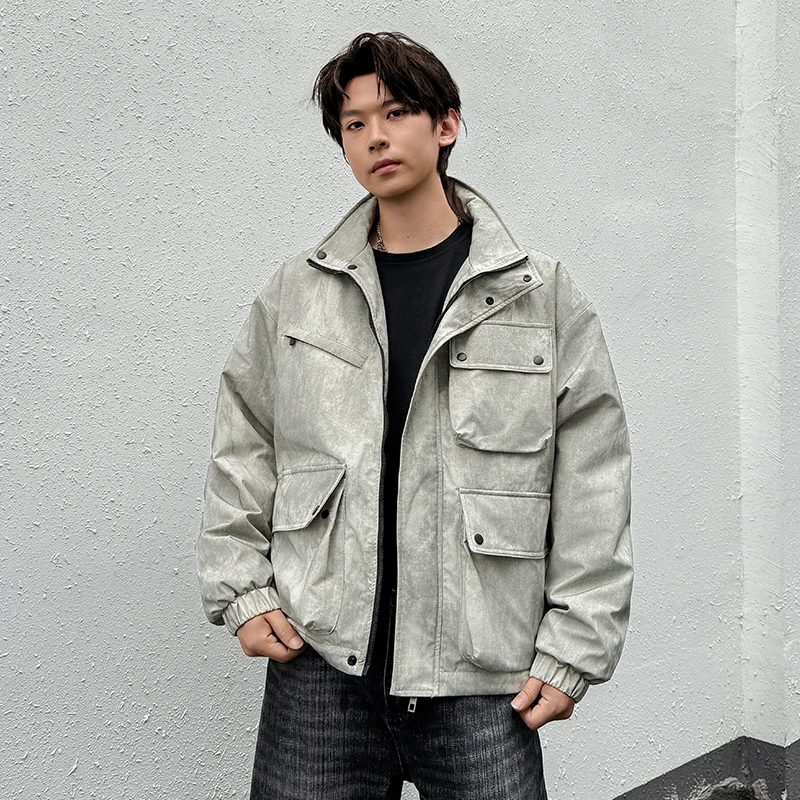 Winter Cotton Jacket Men's Camouflage Print Trendy Bread Style Collar Couple's Outerwear Youth Casual Warm Thickened Short Zi...