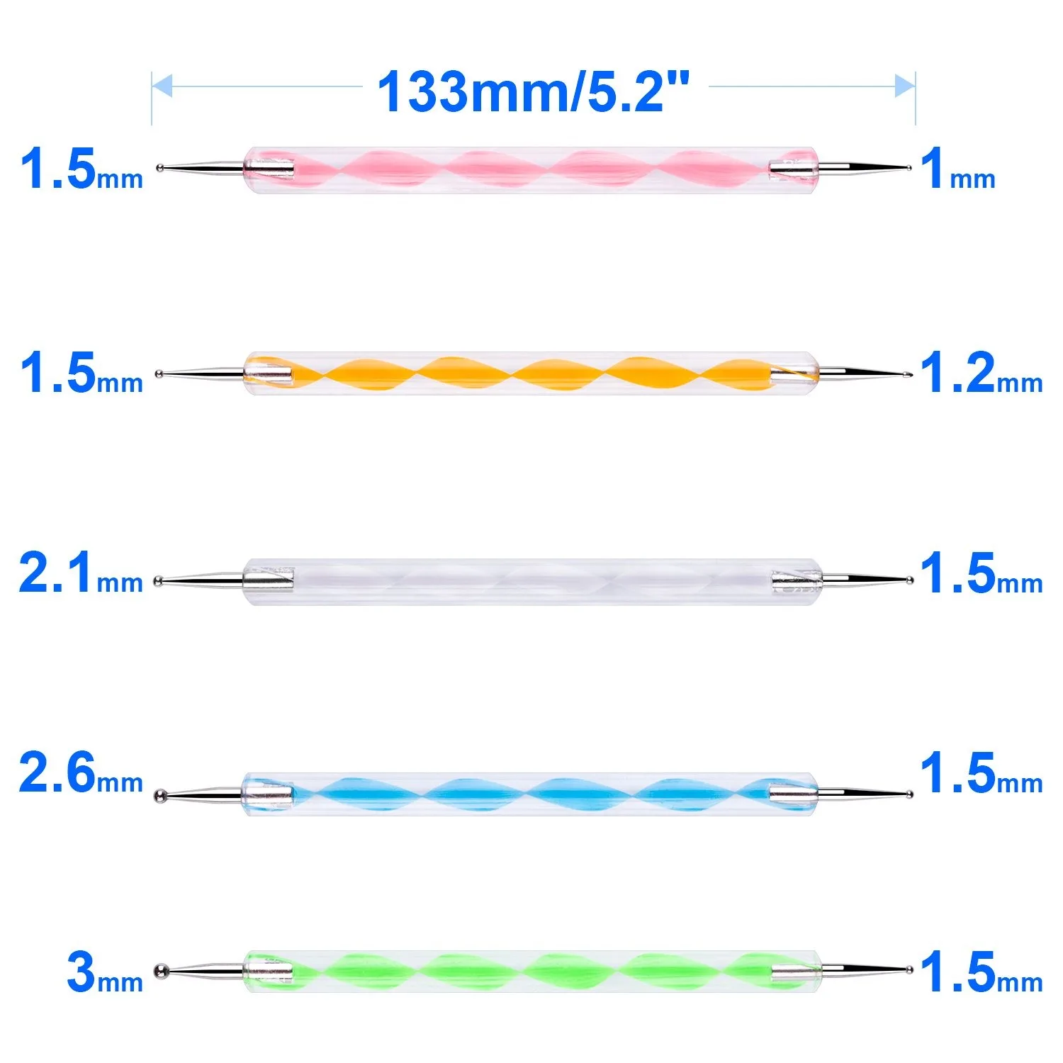 네일 아트용 도트 도구 세트, 페인팅용 엠보싱 스타일러스, 양방향 도트 펜, 10 개