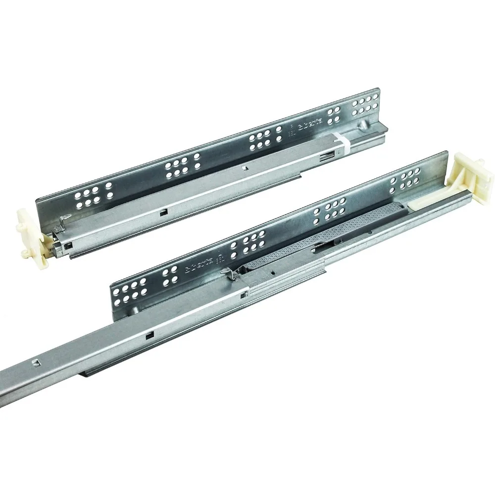 Guide per cassetti da 15 pollici con chiusura morbida con capacità di carico di 100 libbre, sotto il supporto, dispositivi di bloccaggio, staffe posteriori in plastica per S migliorati