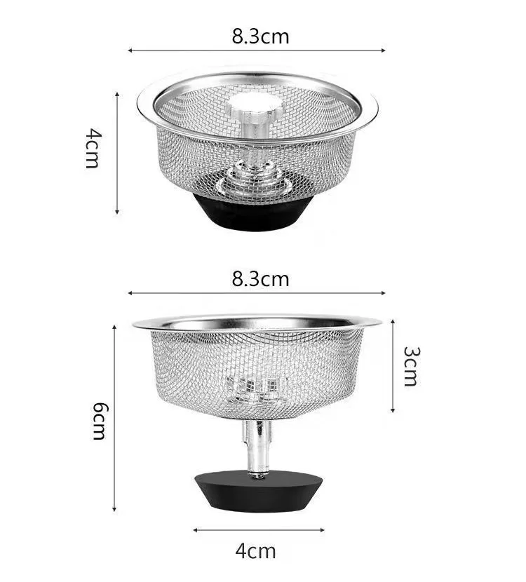 Filtro de fregadero de cocina, colador de malla de acero inoxidable, filtro de fregadero de baño, orificio de drenaje, trampa, pantalla de residuos